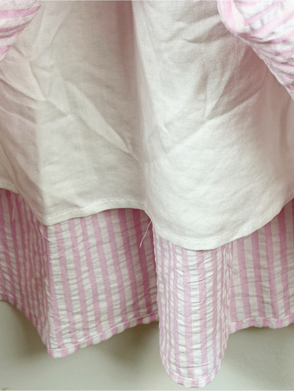 Altar’d State Pink and White Seersucker Ruffle Sleeve Tiered Maxi Summer Dress - Picture 7 of 10